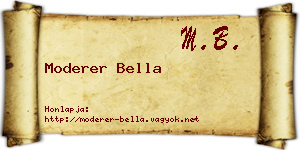 Moderer Bella névjegykártya